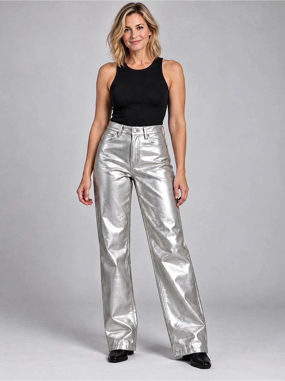 Abercrombie & Fitch The '90s Relaxed High Rise Metallic Wide Leg Jeans Waist 26